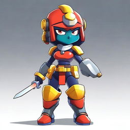 Create a Brawl Stars character that is a female robot ronin named Robert