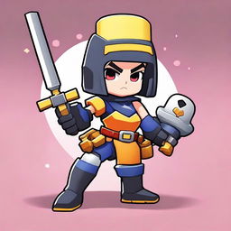 Create a Brawl Stars character that is a female robot ronin named Robert