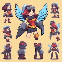 Create a character design for a Brawl Stars girl named Kremont who is a valkyrie