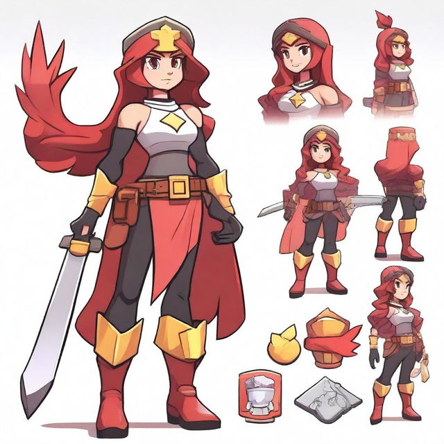 Create a character design for a Brawl Stars girl named Kremont who is a valkyrie