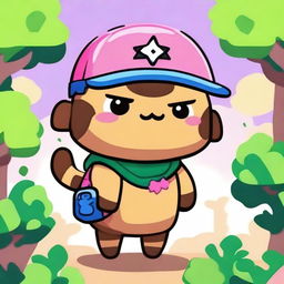 Create a Brawl Stars character that is a girl with a jaguar spirit, named Pusheen