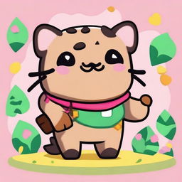 Create a Brawl Stars character that is a girl with a jaguar spirit, named Pusheen