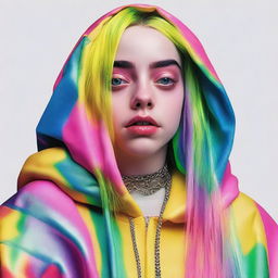 A detailed portrait of Billie Eilish, capturing her unique style and personality