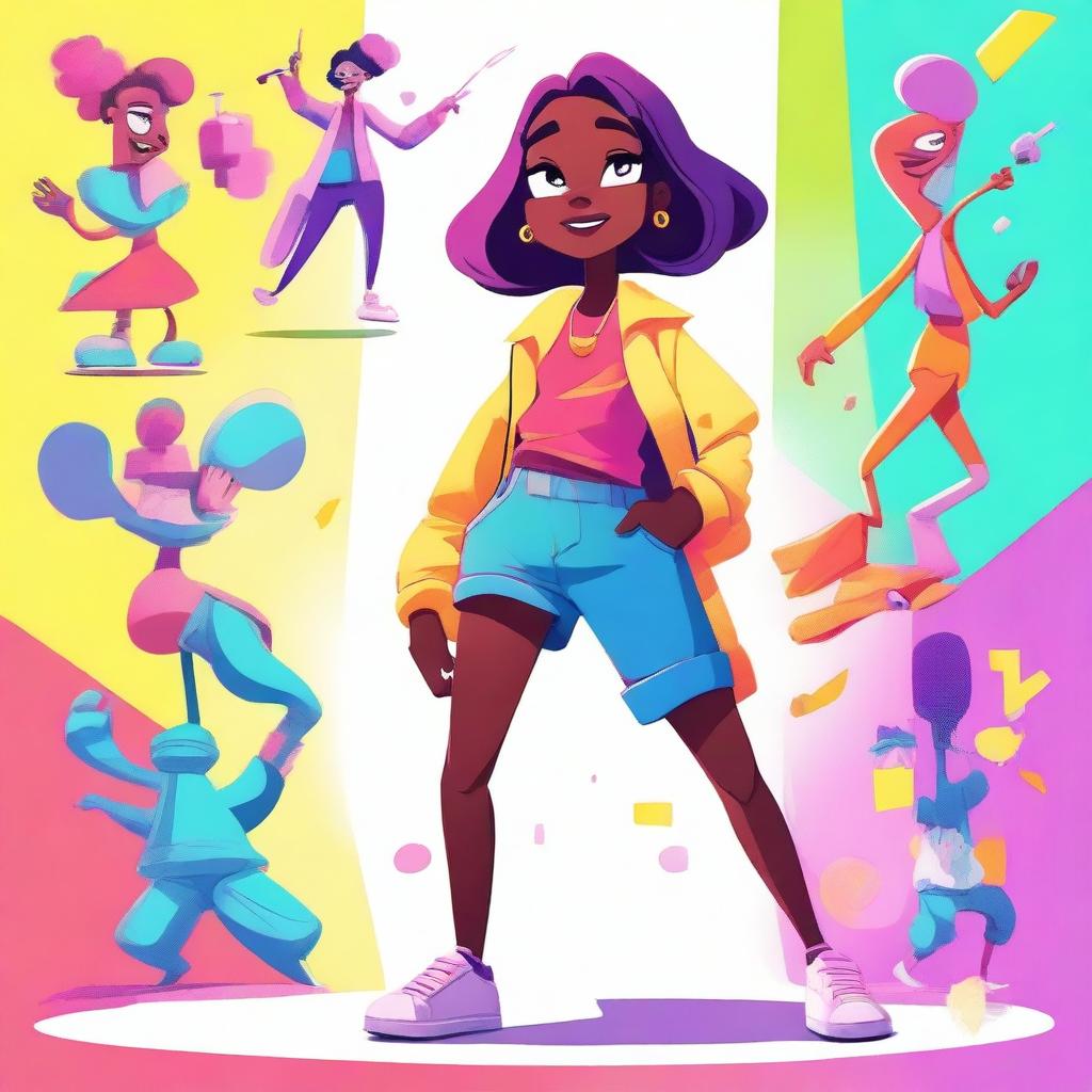 A detailed and expressive character design in a vibrant and lively style