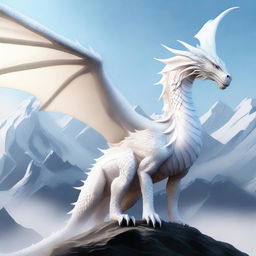 A majestic white dragon standing beside a person