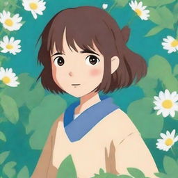 Create an anime girl in the style of Studio Ghibli