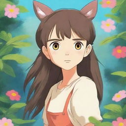 Create an anime girl in the style of Studio Ghibli