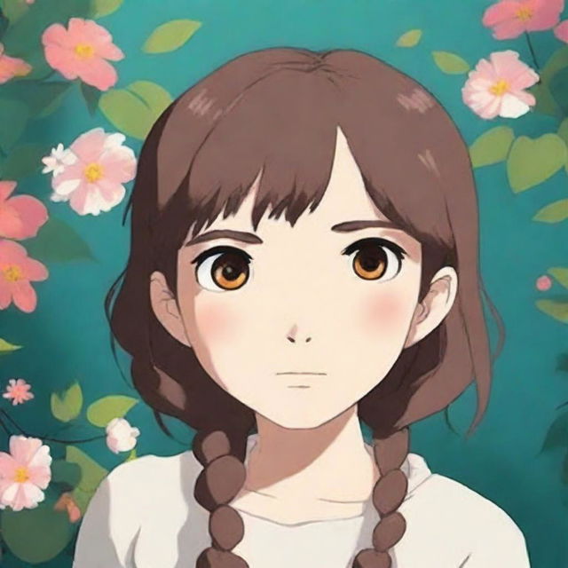 Create an anime girl in the style of Studio Ghibli