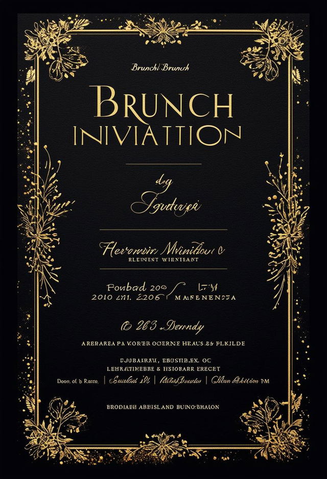 Book cover titled 'Brunch Invitation' with a black background and gold handwriting