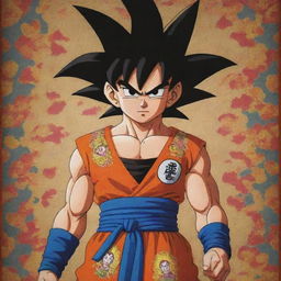 Goku from Dragon Ball Z, depicted wearing traditional Peruvian attire, complete with vibrant colors and a distinctive pattern.