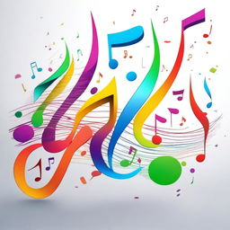 Create an image of colorful musical notes swirling around on a transparent background