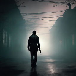 James Sunderland walking through the foggy, eerie streets of Silent Hill