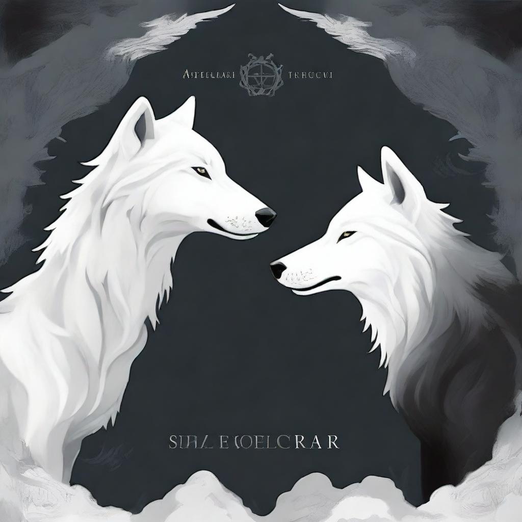 A book cover featuring two wolves facing each other