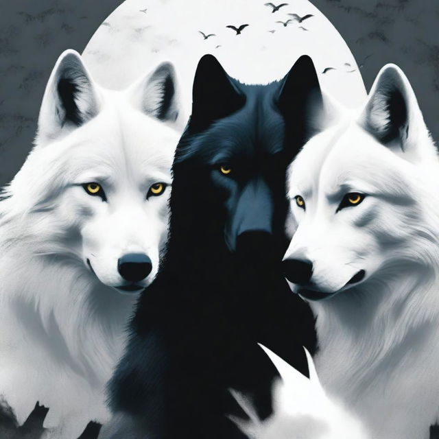 A book cover featuring two wolves facing each other