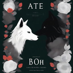 A book cover featuring a fierce black wolf and a delicate white wolf facing each other intensely