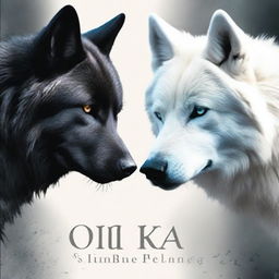 A book cover featuring a fierce black wolf and a delicate white wolf facing each other intensely