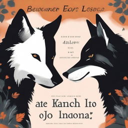 A book cover featuring a fierce black wolf and a delicate white wolf facing each other intensely