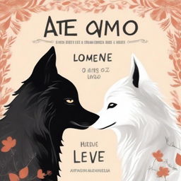 A book cover featuring a fierce black wolf and a delicate white wolf facing each other intensely