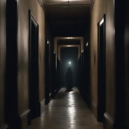 A long dark castle corridor with wall-to-wall large ghostly portraits that seem to come alive