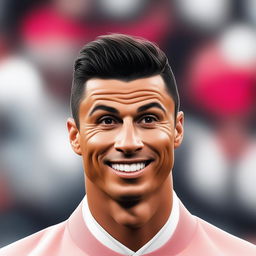 A quirky and fun profile picture of Cristiano Ronaldo, highlighting his handsome features with a playful and light-hearted style for social media