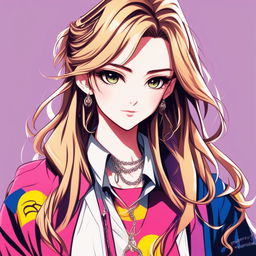 Anime-style profile picture of a supermodel with long hair, striking eyes, and a confident expression in a fashionable outfit