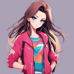 Anime-style profile picture of a supermodel with long hair, striking eyes, and a confident expression in a fashionable outfit