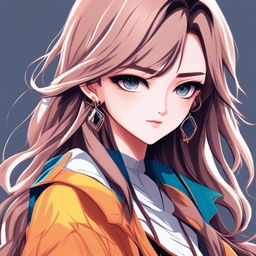 Anime-style profile picture of a supermodel with long hair, striking eyes, and a confident expression in a fashionable outfit