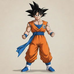 Goku from Dragon Ball Z, dressed in traditional Argentinian attire with iconic details that capture the essence of Argentina's culture.