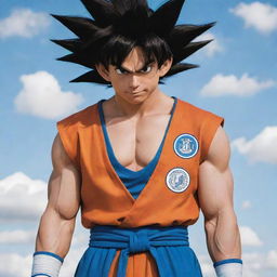 Goku from Dragon Ball Z, dressed in traditional Argentinian attire with iconic details that capture the essence of Argentina's culture.