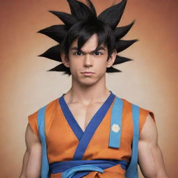 Goku from Dragon Ball Z, dressed in traditional Argentinian attire with iconic details that capture the essence of Argentina's culture.