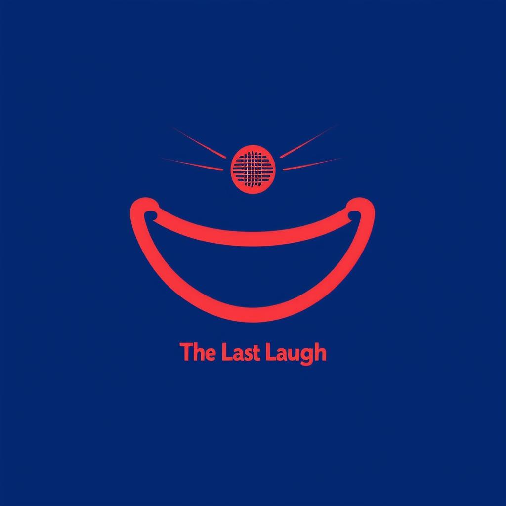 Design a minimalistic podcast logo for 'The Last Laugh' with a clean design, limited color palette, modern font, and subtle elements like a stylized laughing face or microphone