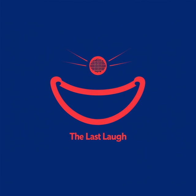 Design a minimalistic podcast logo for 'The Last Laugh' with a clean design, limited color palette, modern font, and subtle elements like a stylized laughing face or microphone