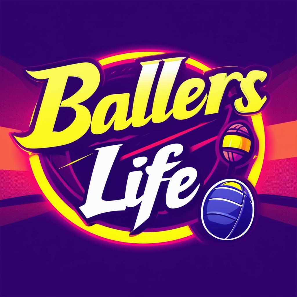 Create a dynamic and energetic podcast logo for 'Ballers Life', a sports podcast