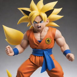 An imaginative fusion of Goku from Dragon Ball Z and Pikachu from Pokémon, combining Goku's strong physique and attire with Pikachu's charismatic features and electric powers.