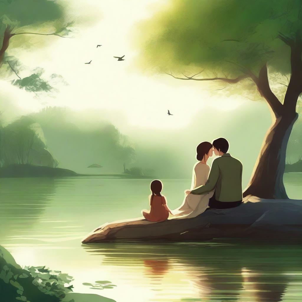 A serene and beautiful image depicting a heartfelt scene of everlasting companionship