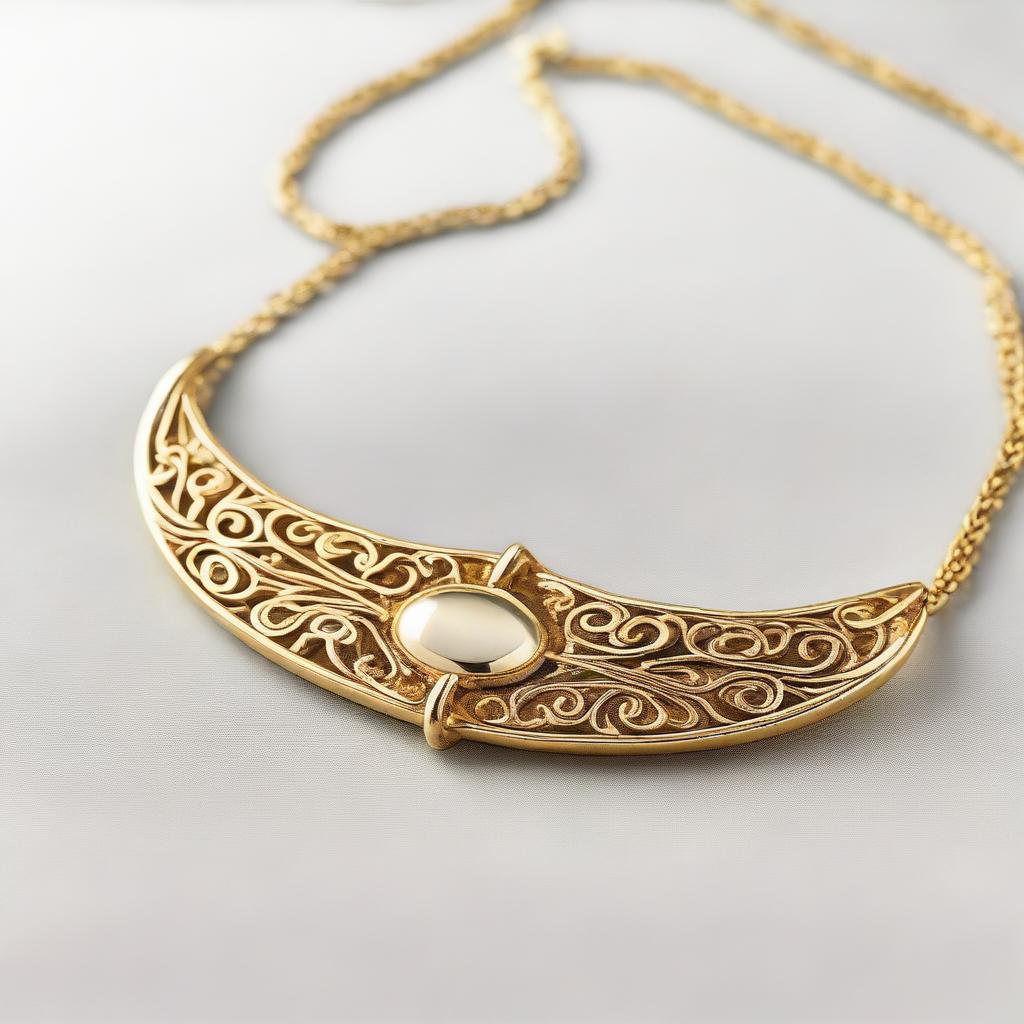 A luxurious and elegant vermeil jewelry piece, featuring intricate gold detailing and a rich, polished finish