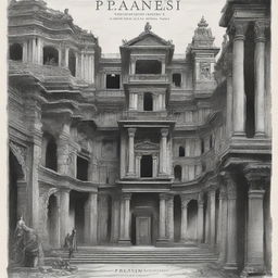 Create a movie poster for the novel 'Piranesi' featuring actors Rajkumar Rao, Irrfan Khan, Radhika Apte, and Vicky Kaushal