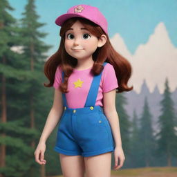 Mabel Pines from Gravity Falls, but with an alternative, imaginative outfit keeping to her quirky, upbeat style