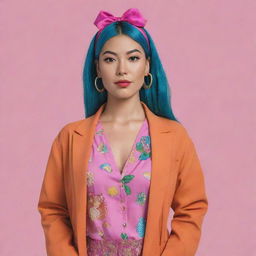 Sarah Lynn from Bojack Horseman, reimagined as an Asian character while maintaining her distinctive fashion style and pop-star image