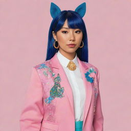 Sarah Lynn from Bojack Horseman, reimagined as an Asian character while maintaining her distinctive fashion style and pop-star image