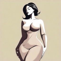 A depiction of a person with pronounced curves in a tasteful and artistic manner