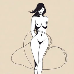 A depiction of a person with pronounced curves wearing minimal attire, such as strings or a bikini, in a tasteful and artistic manner