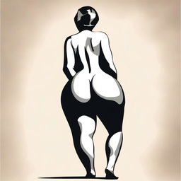 A tasteful and artistic depiction of a person with a large, pronounced posterior