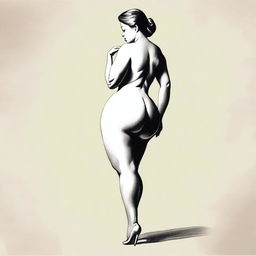 A tasteful and artistic depiction of a person with a large, pronounced posterior and a thin waist