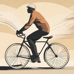 A depiction of a person with a large, pronounced posterior and a thin waist riding a bicycle