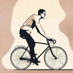 A depiction of a person with a large, pronounced posterior and a thin waist riding a bicycle