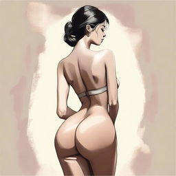 A tasteful and artistic depiction of a girl with a large, pronounced posterior and a thin waist