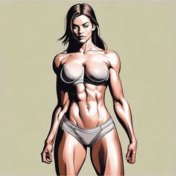 A tasteful and artistic depiction of a muscular girl with a large, pronounced posterior and a thin waist