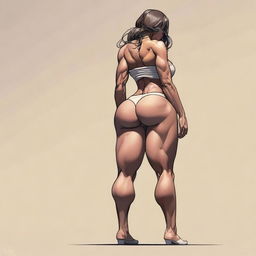 A tasteful and artistic depiction of a muscular girl with a large, pronounced posterior and a thin waist