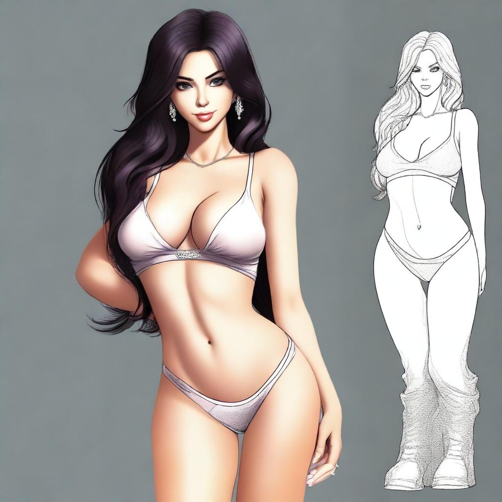 Create an image of a character named Sarah with a sexy and alluring appearance